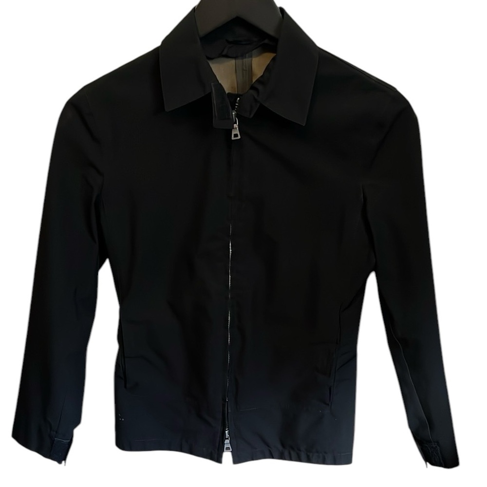 Women's Black Auth Prada Italy nylon zipper jacket Gore-Tex Leone windbreaker sm